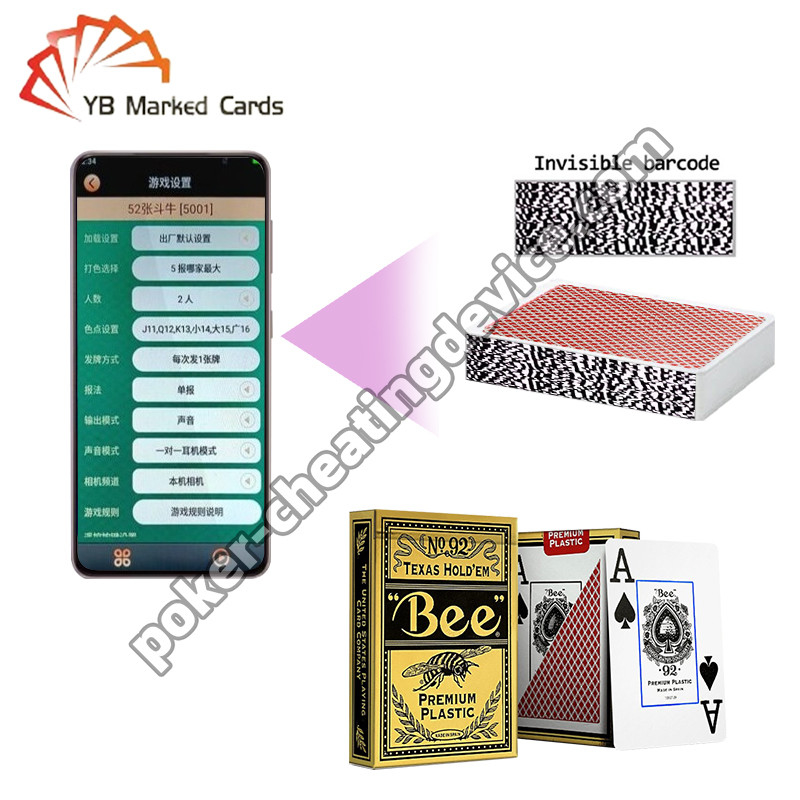 Bee Entertainment Spécial Code à barres Marqué Decks de cartes en plastique Texas Hold'em Larges cartes