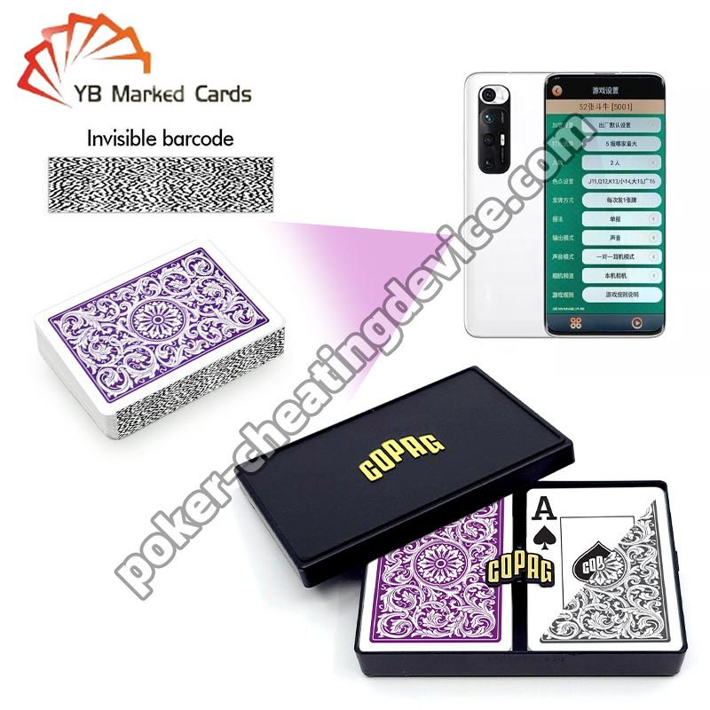 Copag 1546 100% de plastique Casino Code à barres Marqué Cartes Violets / Gris Deck Set
