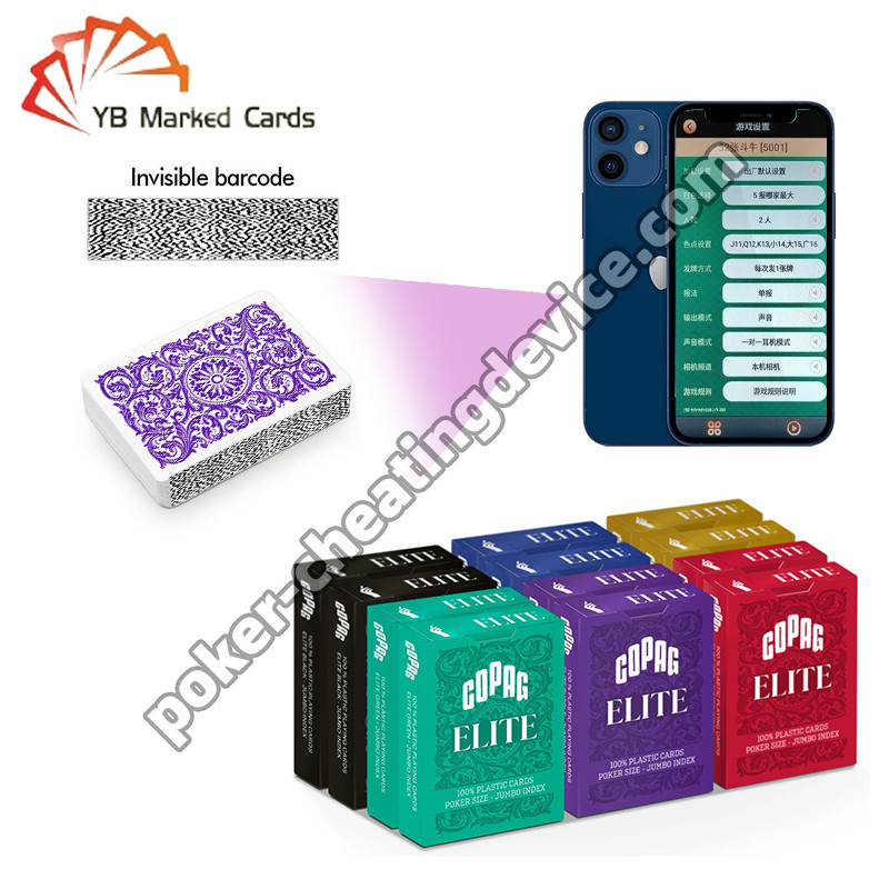 Copag Elite 100% en plastique avec code-barres marqué cartes de poker de taille standard