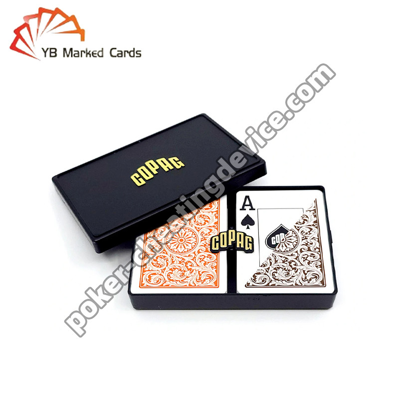 Copag Neoteric 100% en plastique avec code-barres marqué Decks Orange Brown Double Deck