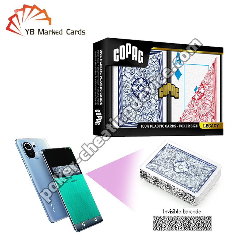 Copag Legacy 4 couleurs 100% plastique Cheat decks de code à barres bleu / rouge double deck