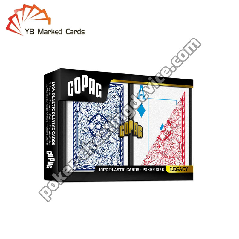 Jeux de cartes truquées Copag Legacy à code-barres 4 couleurs, index Jumbo, bleu/rouge, jeu double