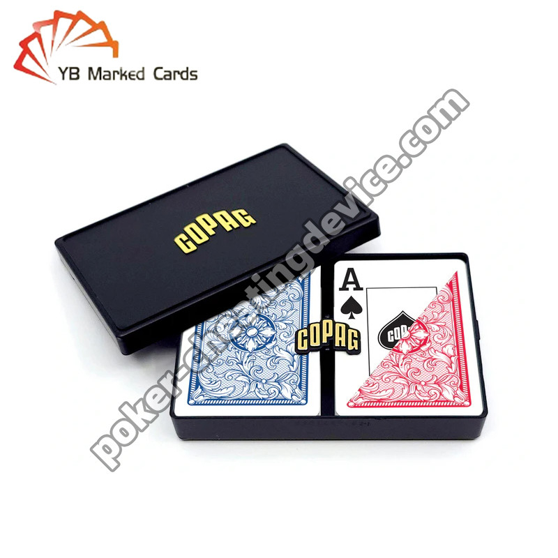 Jeu de deux jeux de cartes Copag Legacy en plastique avec code-barres marqués, index Jumbo, rouge/bleu