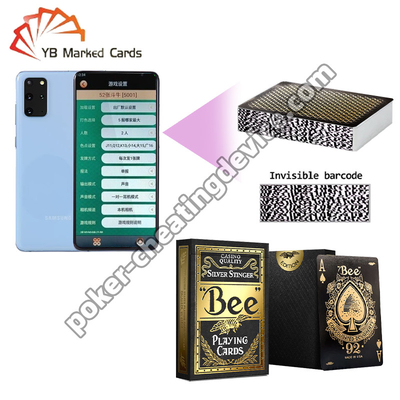Le code à barres de l'abeille, les cartes à jouer, le timbre en or noir, pour l'analyseur de cartes de poker.