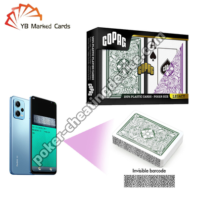 Copag Legacy série 100% plastique code à barres invisible cartes à tricher vert/violet