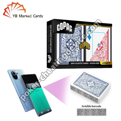Copag Legacy 4 couleurs 100% plastique Cheat decks de code à barres bleu / rouge double deck
