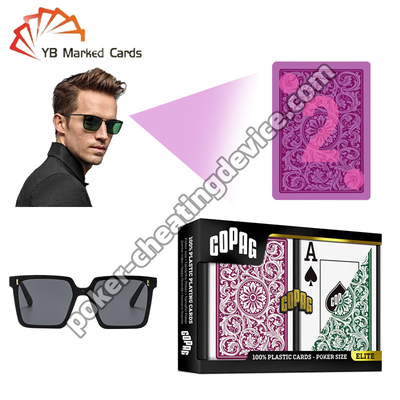 Copag 1546 100% en plastique lumineux marqué cartes Bourgogne / Green Deck Set