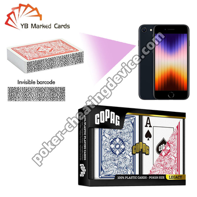 Jeu de deux jeux de cartes Copag Legacy en plastique avec code-barres marqués, index Jumbo, rouge/bleu